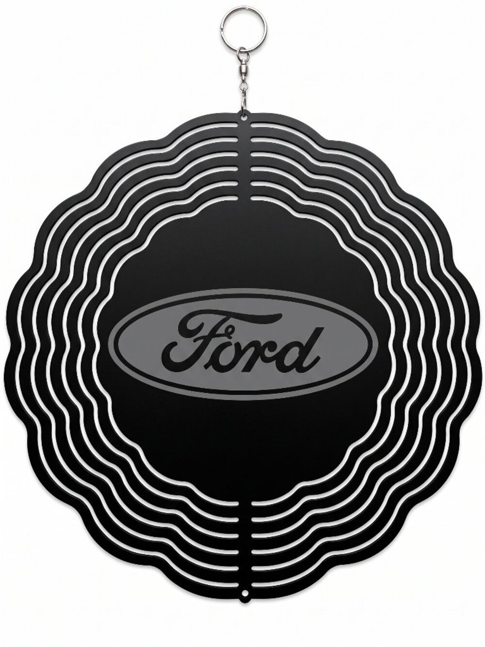 10" Ford Blackout Logo Kinetic Wind Spinner - Outdoor Hanging Yard Decor